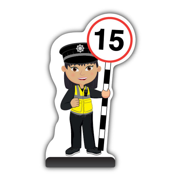 Police Officer Cut Out Pavement Sign – PC Lin – 15 mph