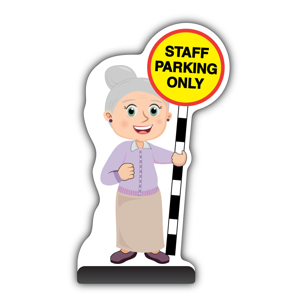 Senior Citizen Cut Out Pavement Sign – Joan – Staff Parking Only
