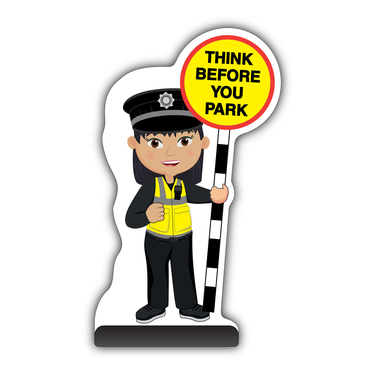 Police Officer Cut Out Pavement Sign – PC Lin – Think Before You Park