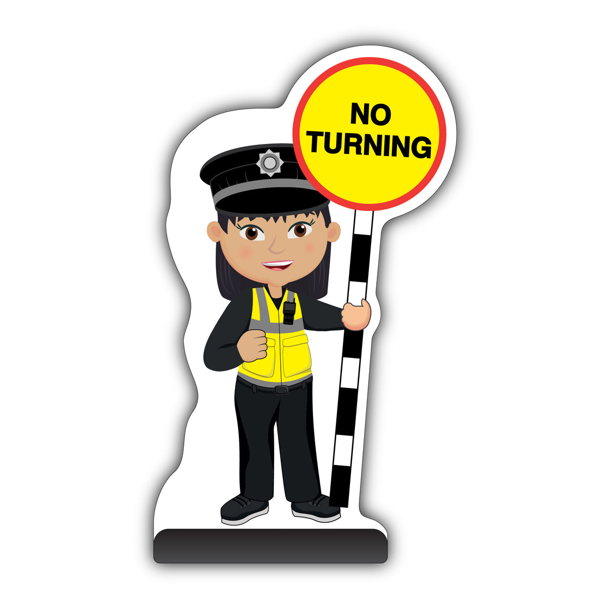 Police Officer Cut Out Pavement Sign – PC Lin – No Turning