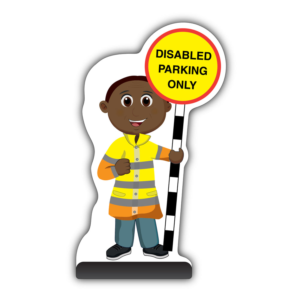 Lollipop Person Cut Out Pavement Sign – Omari – Disabled Parking Only