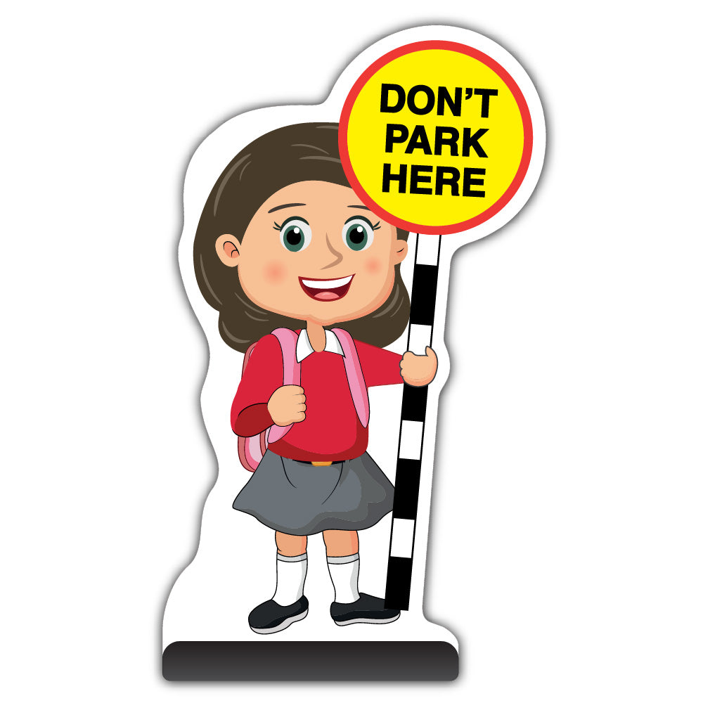 School Kid Cut Out Pavement Sign – Mollie – Don’t Park Here – Red Uniform