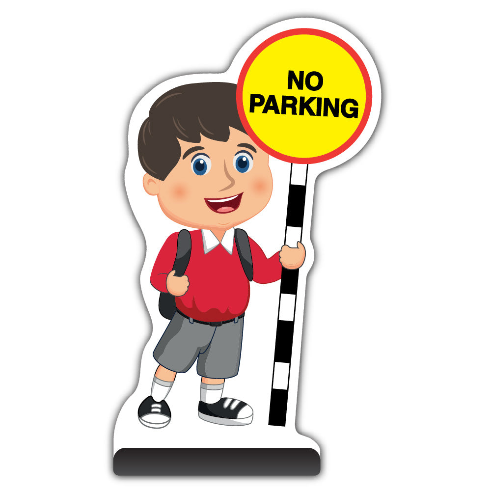 School Kid Cut Out Pavement Sign – Charlie – No Parking – Red Uniform