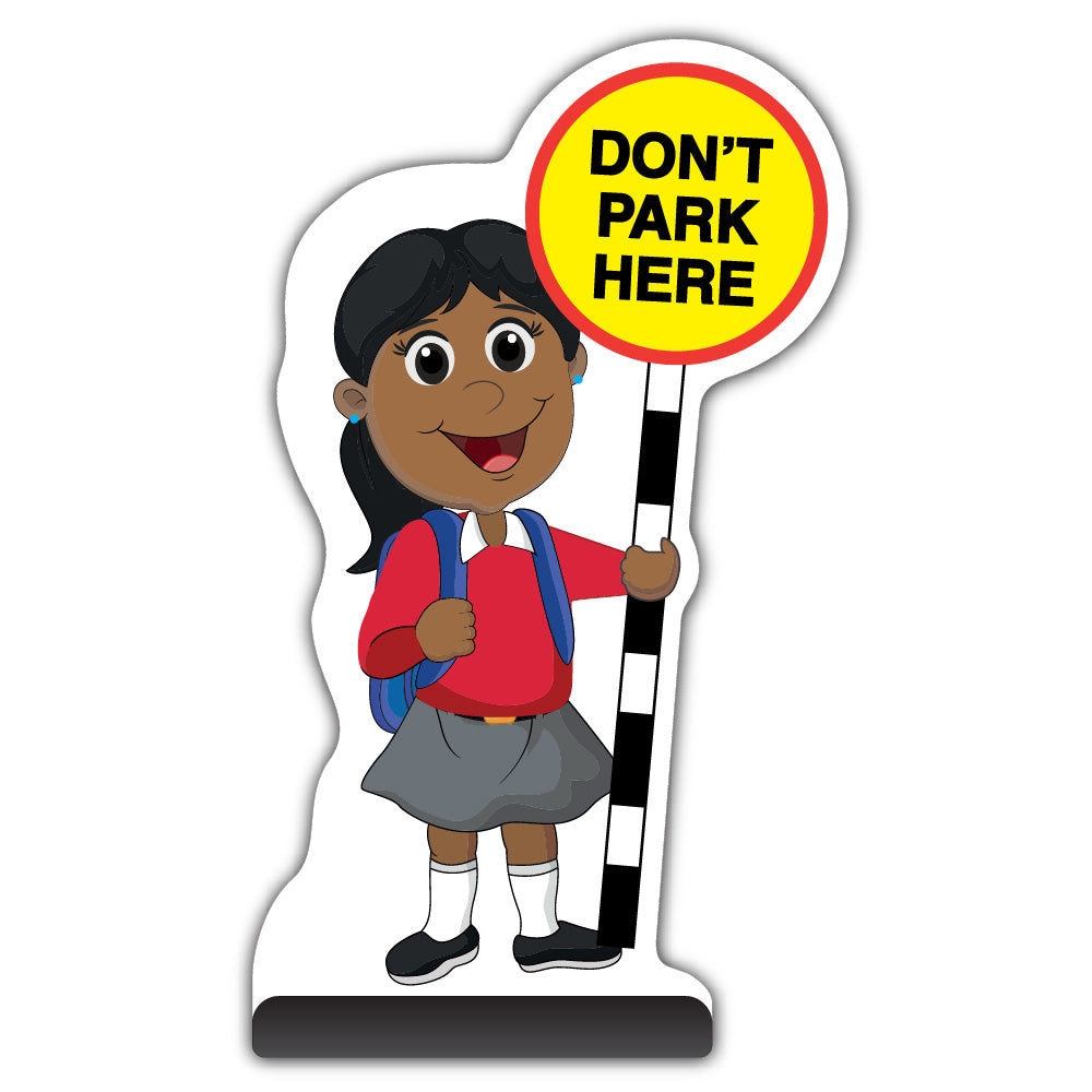 School Kid Cut Out Pavement Sign – Ruby – Don’t Park Here – Red Uniform