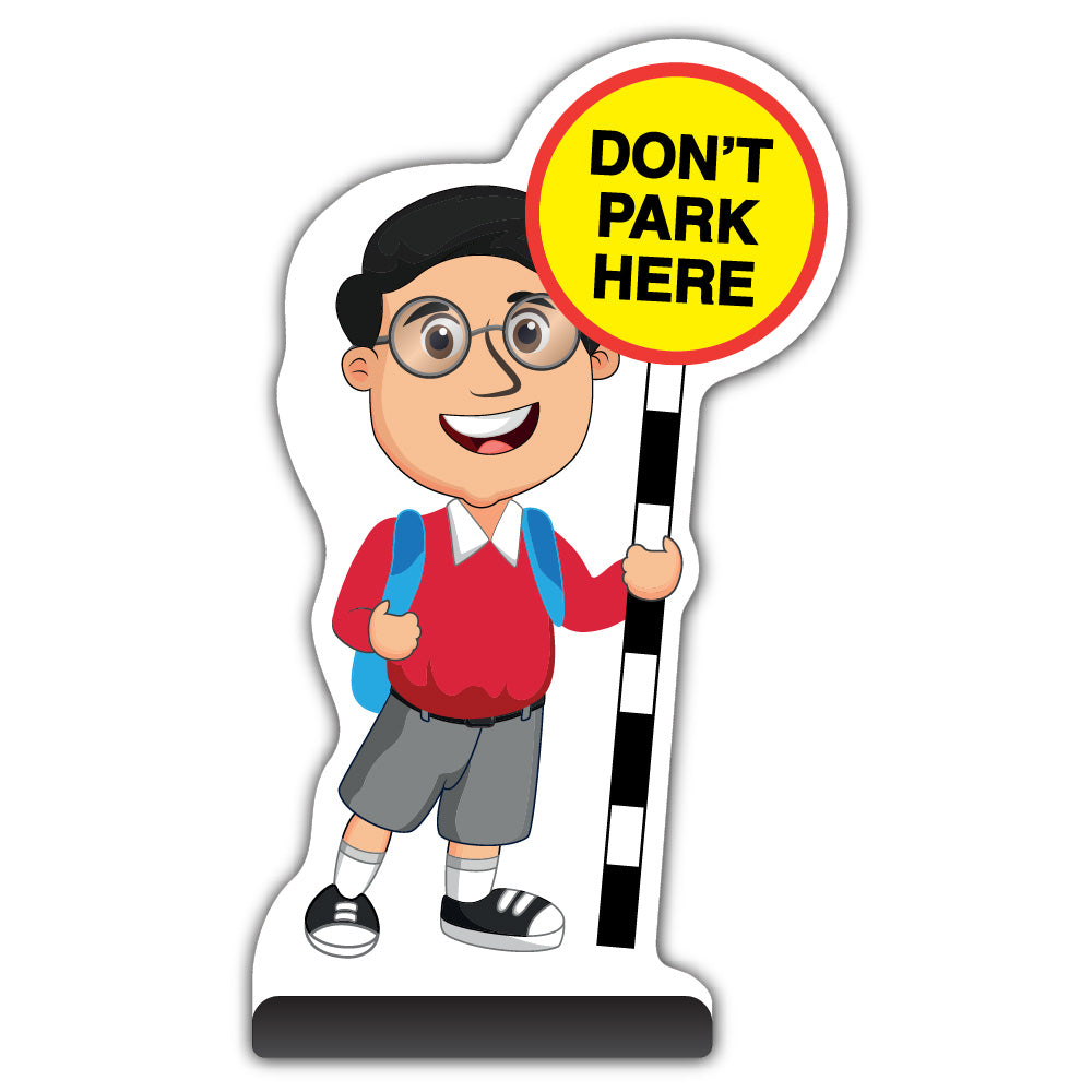 School Kid Cut Out Pavement Sign – Liam – Don’t Park Here – Red Uniform