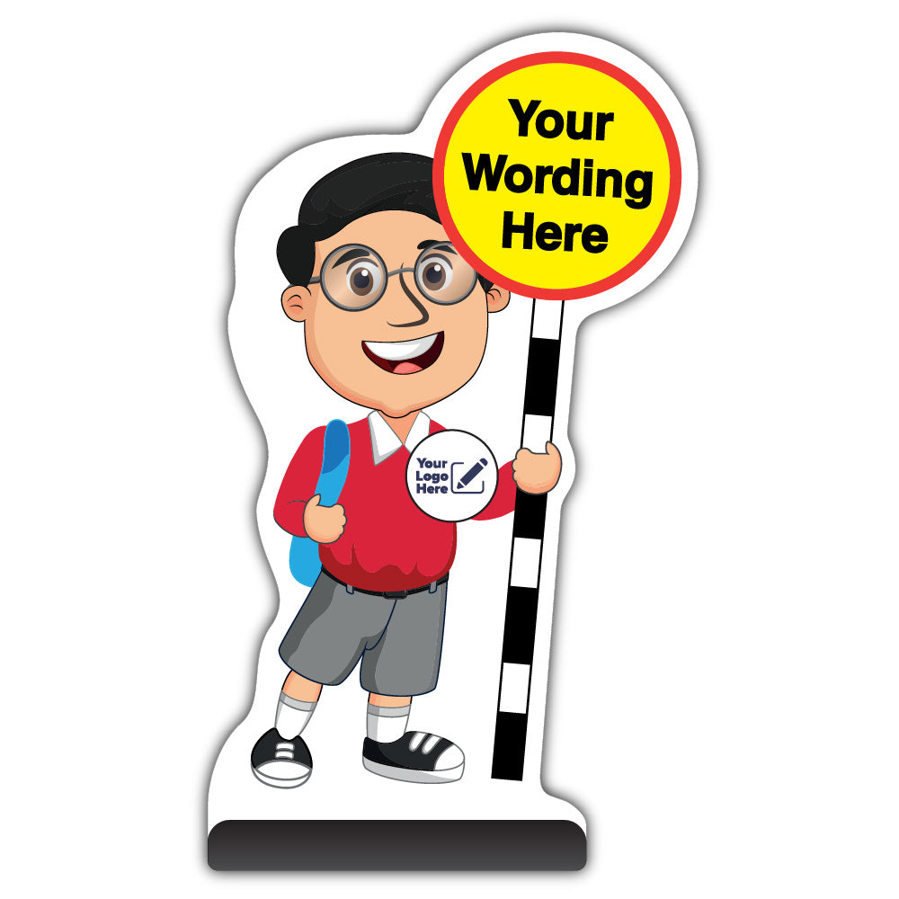 Custom Kid Cut Out Pavement Sign – Liam – Red Uniform – Add Your Logo