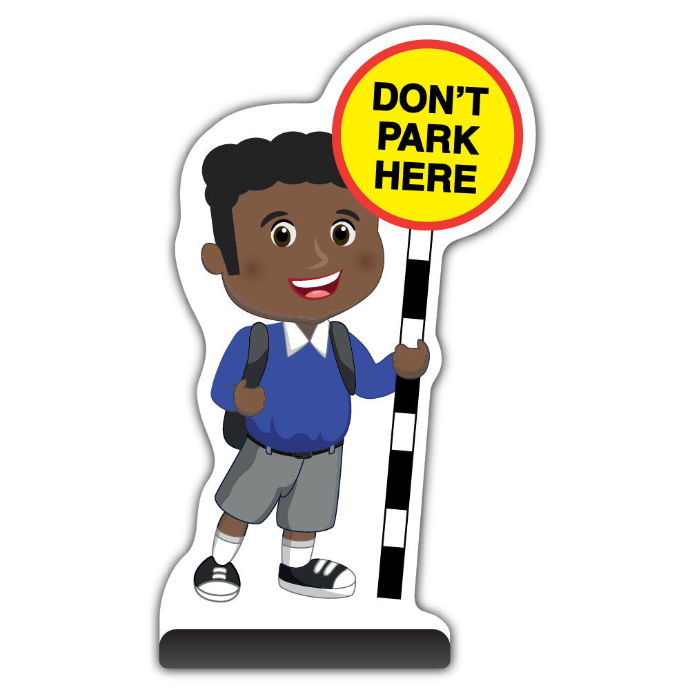 School Kid Cut Out Pavement Sign – Toby – Don’t Park Here – Blue Uniform