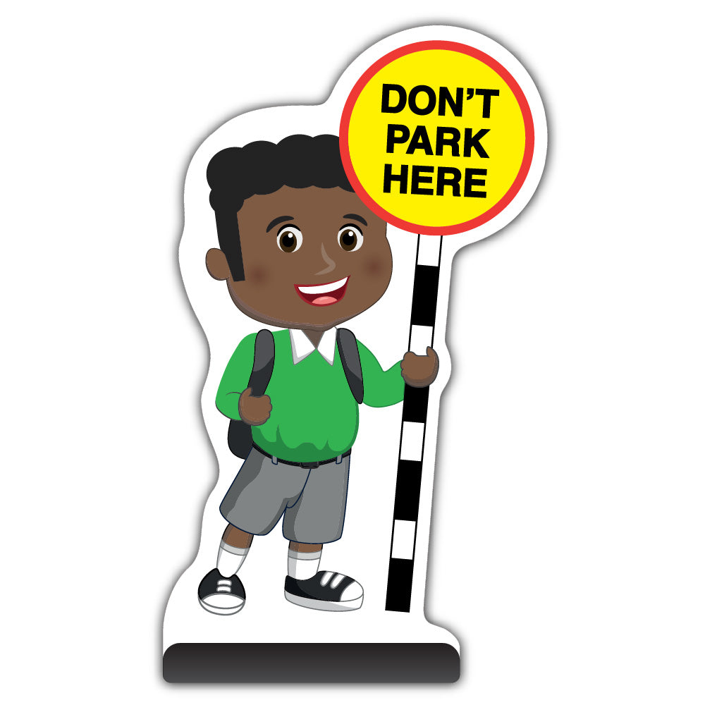 School Kid Cut Out Pavement Sign – Toby – Don’t Park Here – Green Uniform