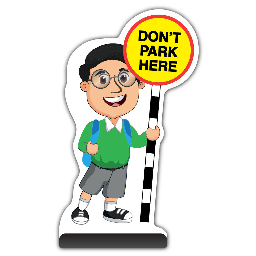 School Kid Cut Out Pavement Sign – Liam – Don’t Park Here – Green Uniform