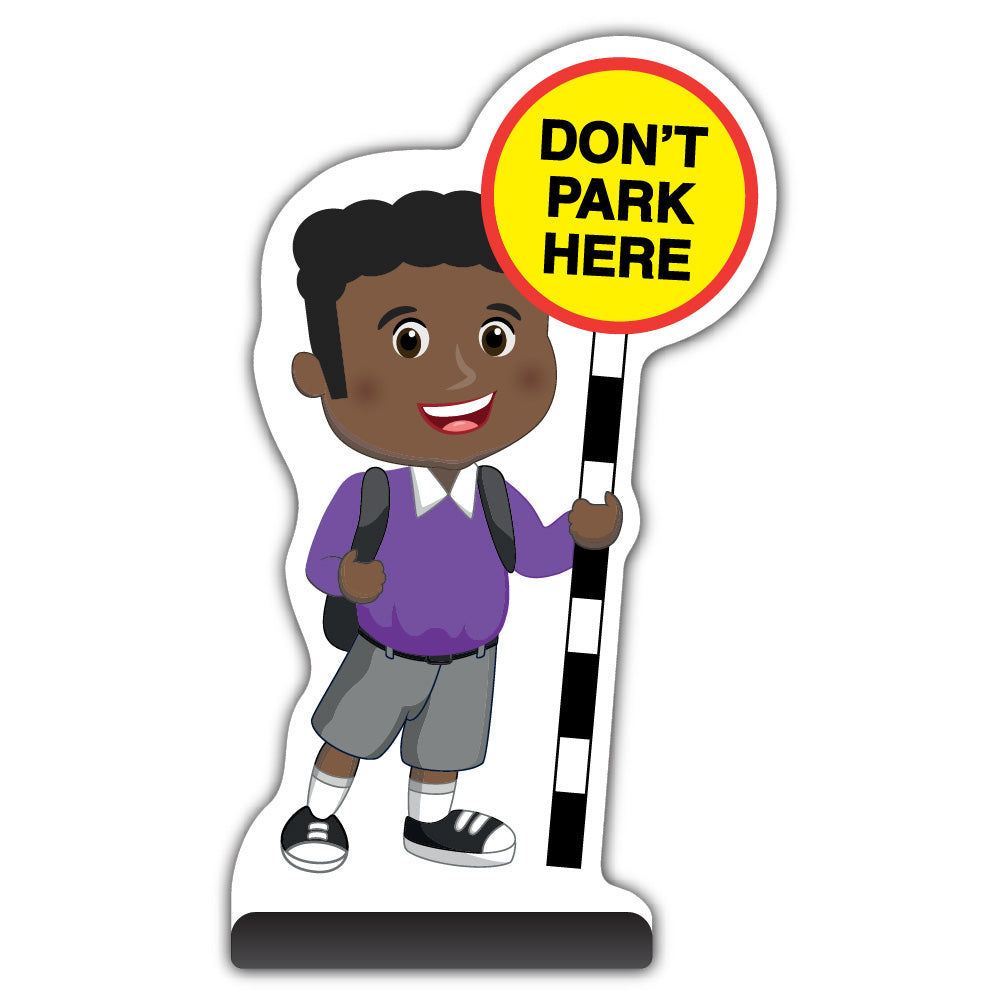 School Kid Cut Out Pavement Sign – Toby – Don’t Park Here – Purple Uniform