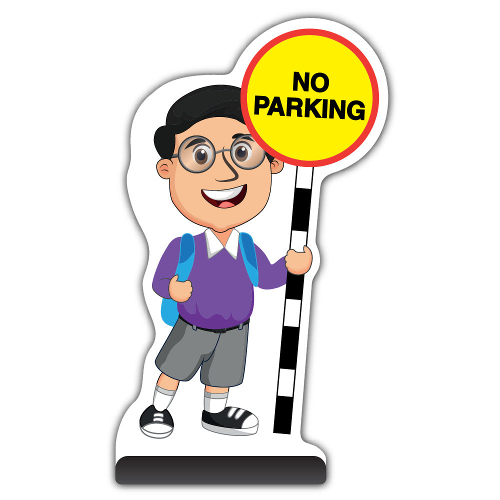 School Kid Cut Out Pavement Sign – Liam – No Parking – Purple Uniform