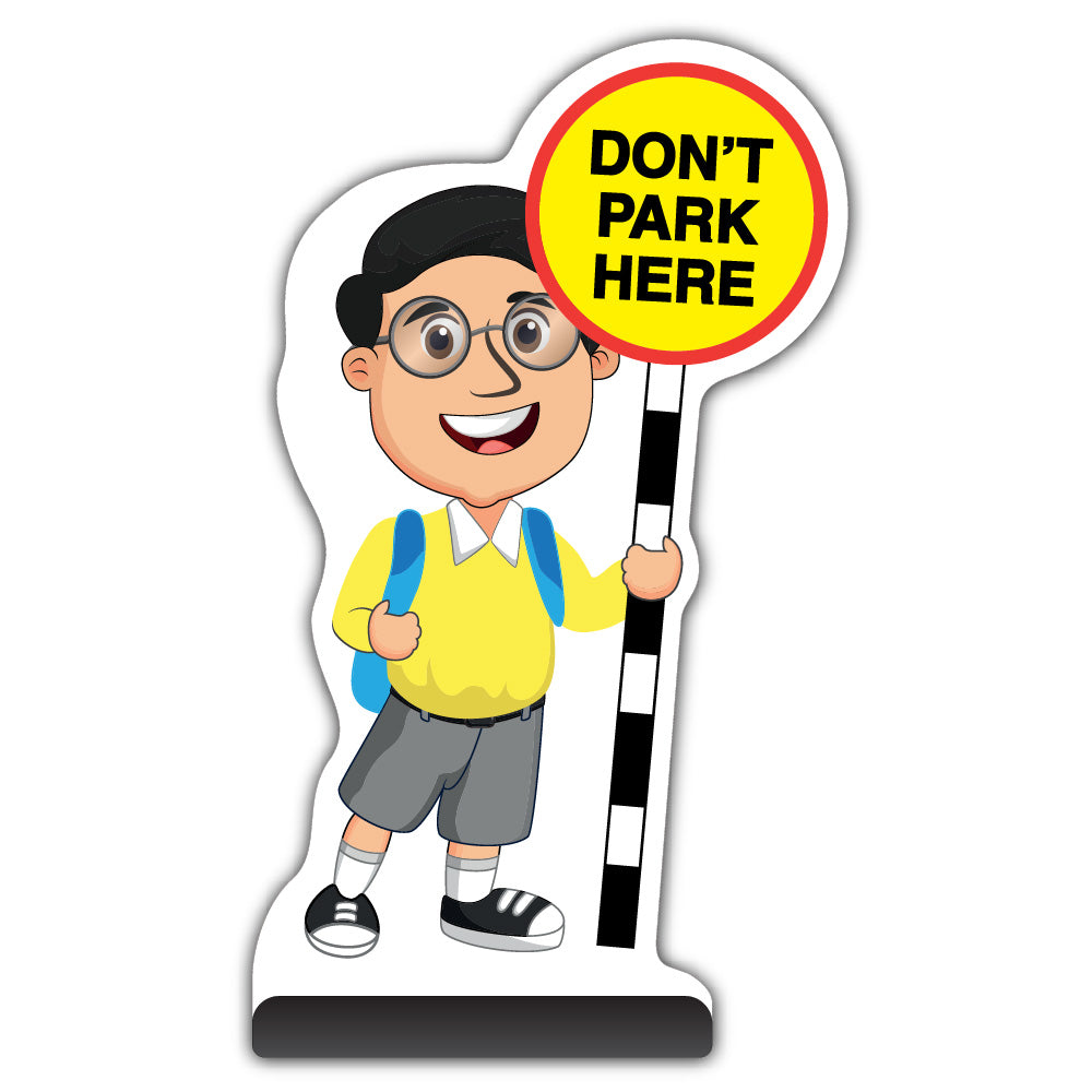 School Kid Cut Out Pavement Sign – Liam – Don’t Park Here – Yellow Uniform