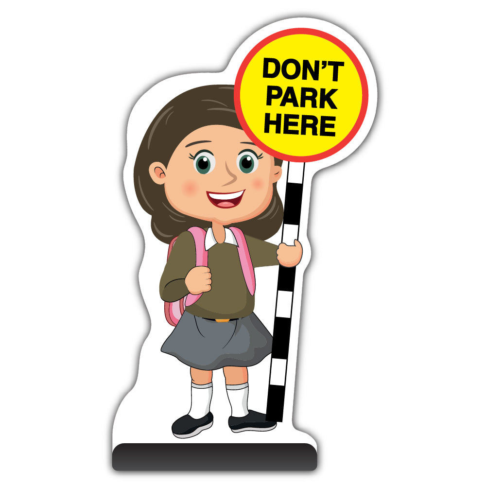 School Kid Cut Out Pavement Sign – Mollie – Don’t Park Here – Brown Uniform