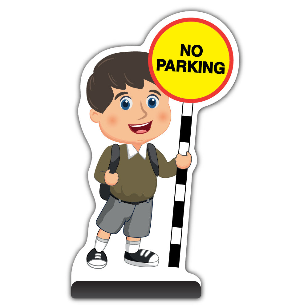 School Kid Cut Out Pavement Sign – Charlie – No Parking – Brown Uniform