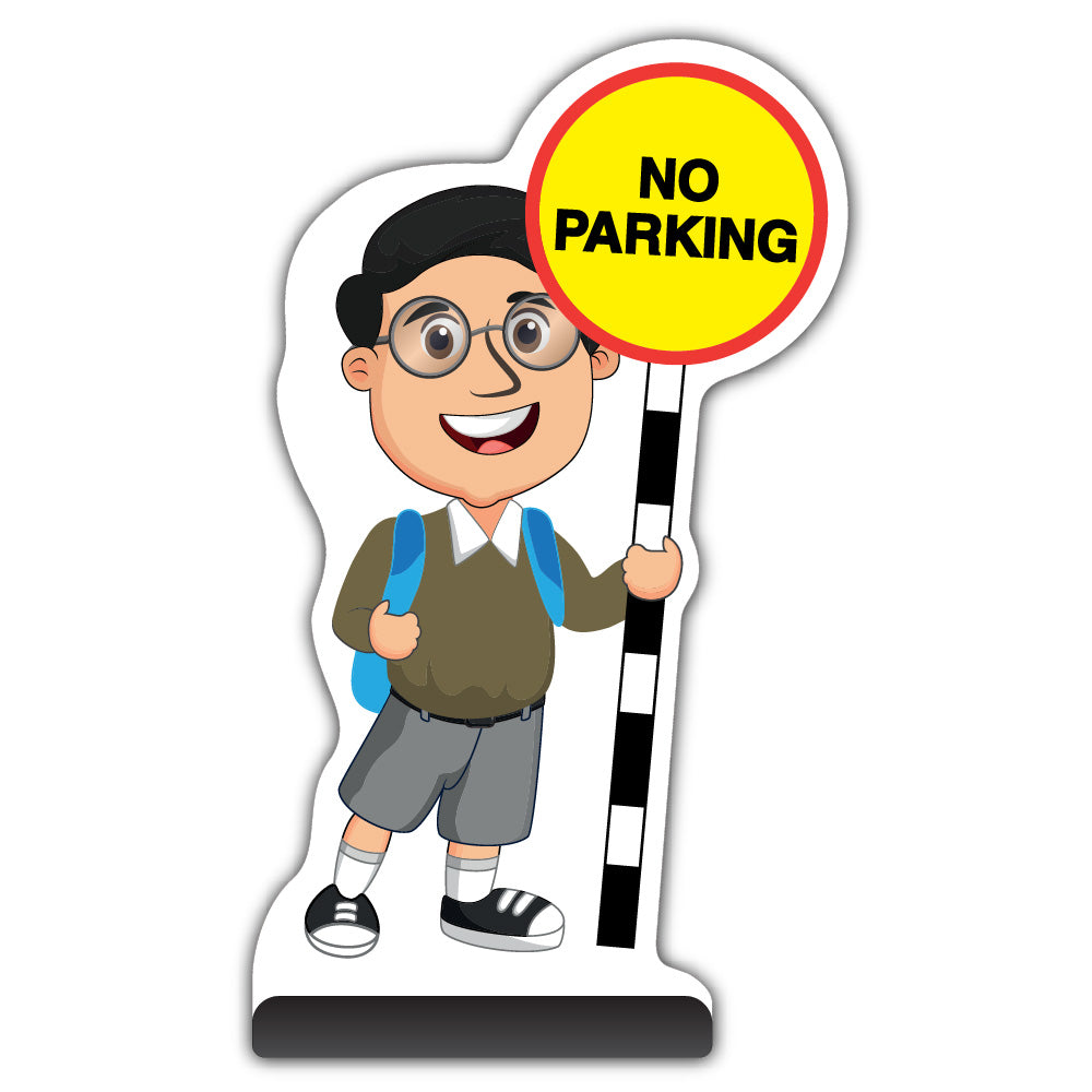 School Kid Cut Out Pavement Sign – Liam – No Parking – Brown Uniform