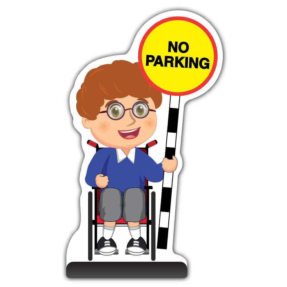 School Kid Cut Out Pavement Sign – Ben – No Parking – Blue Uniform