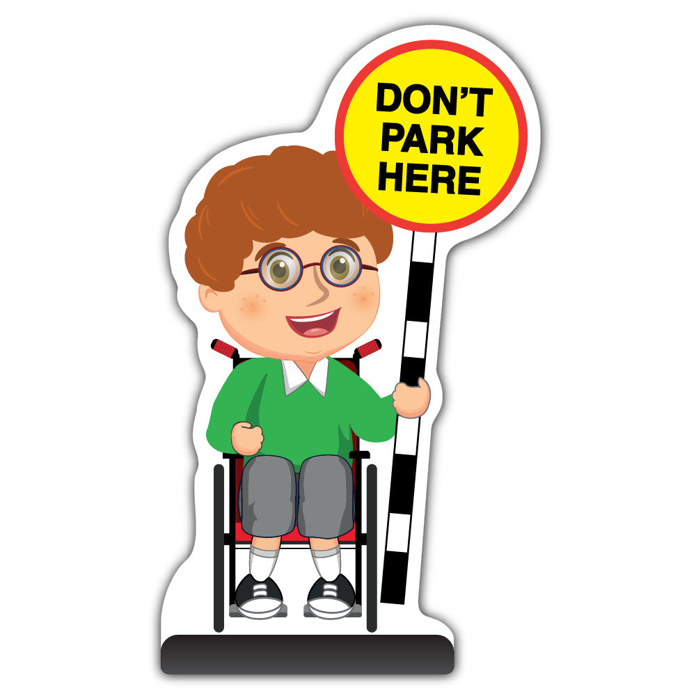 School Kid Cut Out Pavement Sign – Ben – Don’t Park Here – Green Uniform