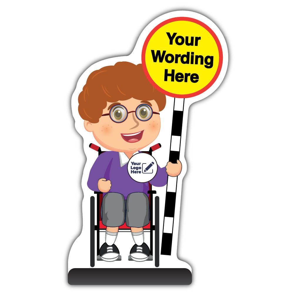 Custom Kid Cut Out Pavement Sign – Ben – Purple Uniform – Add Your Logo