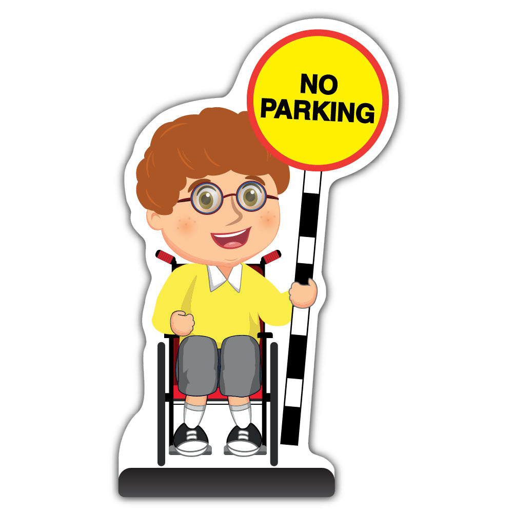 School Kid Cut Out Pavement Sign – Ben – No Parking – Yellow Uniform