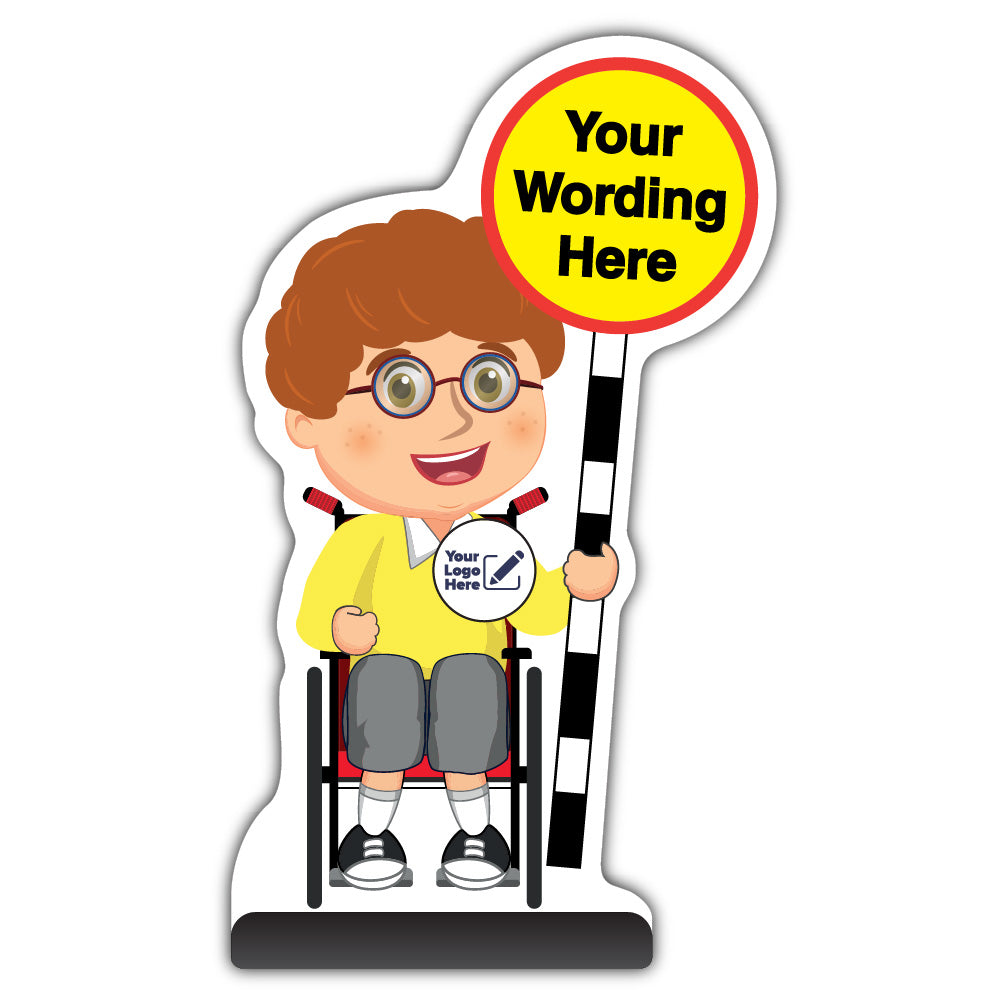 Custom Kid Cut Out Pavement Sign – Ben – Yellow Uniform – Add Your Logo