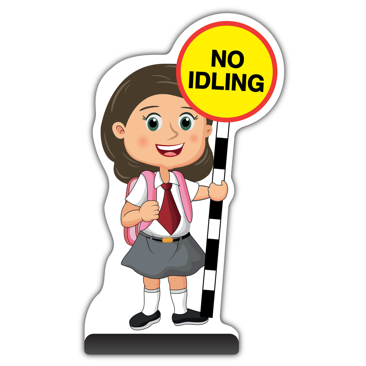 School Kid Cut Out Pavement Sign – Mollie – No Idling