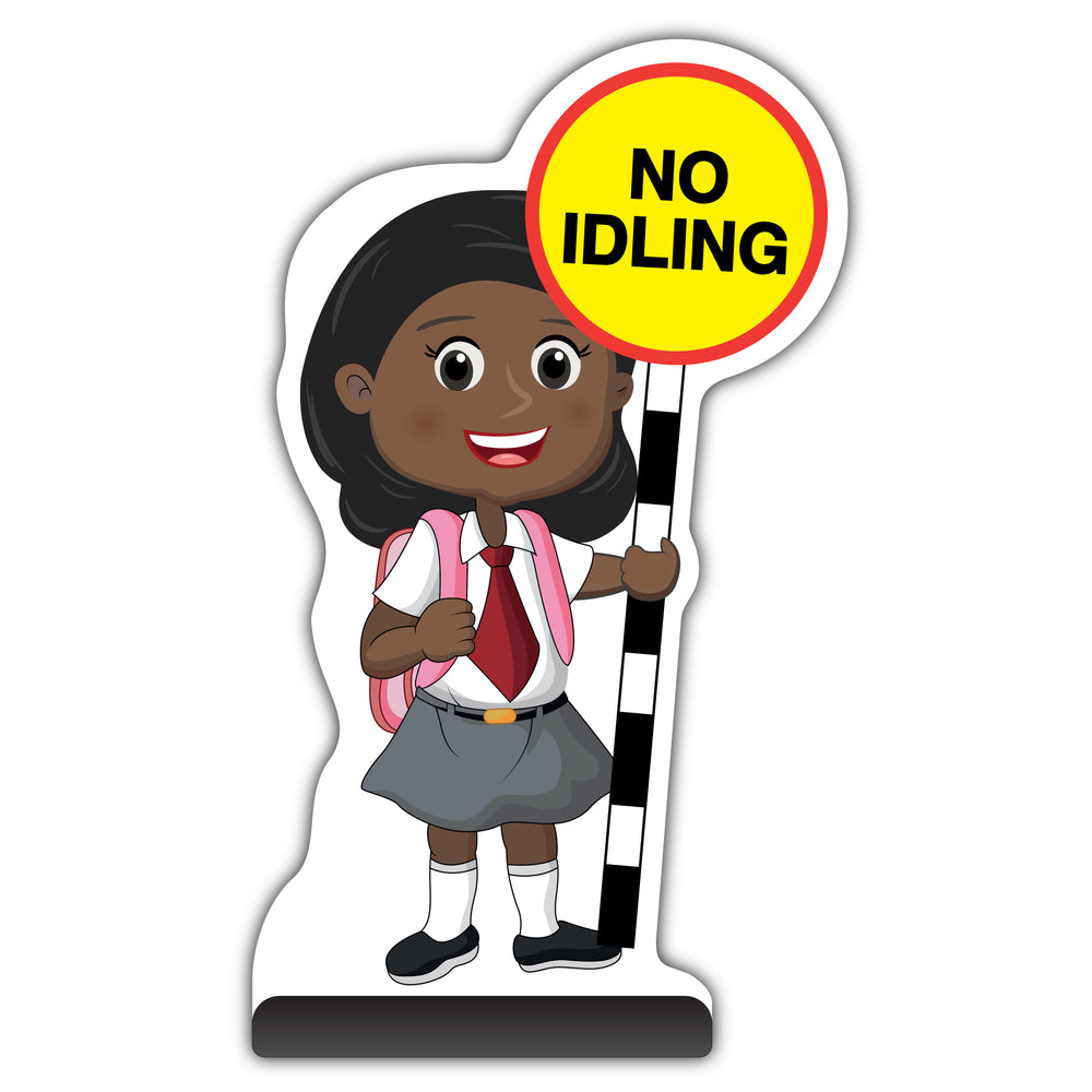 School Kid Cut Out Pavement Sign – Naomi – No Idling