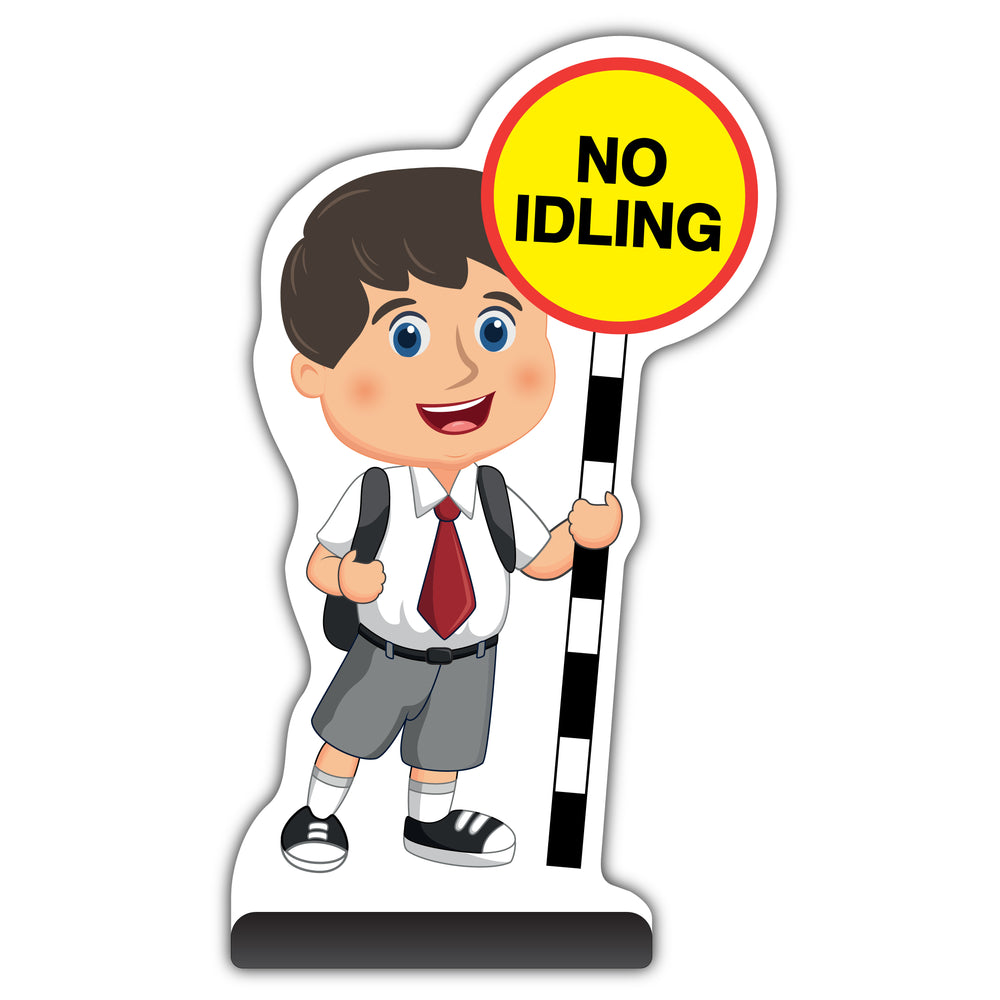 School Kid Cut Out Pavement Sign – Charlie – No Idling