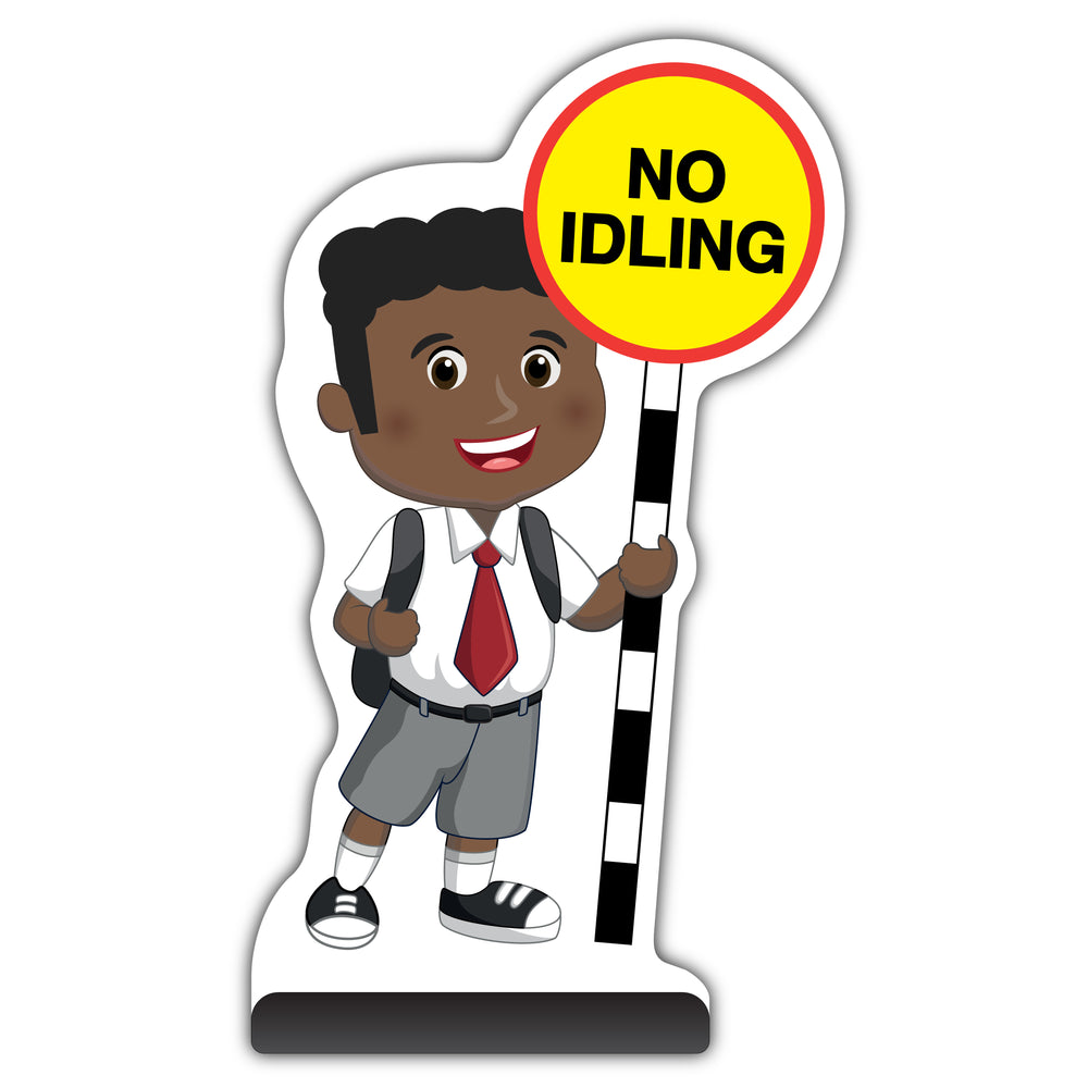 School Kid Cut Out Pavement Sign – Toby – No Idling