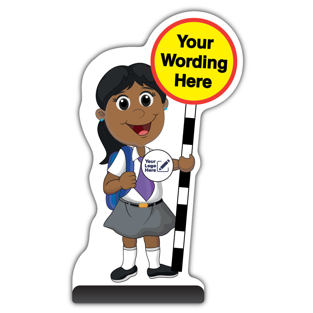 Custom Kid Cut Out Pavement Sign – Ruby – Add Your Logo