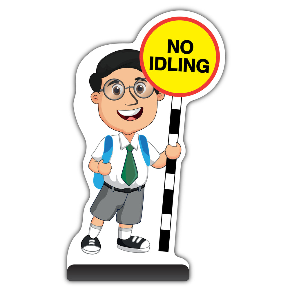 School Kid Cut Out Pavement Sign – Liam – No Idling