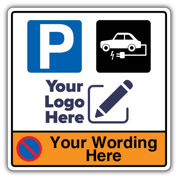 Dual Symbol Parking & EV Charging Square Sign – Add Your Logo