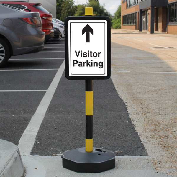 Temporary Signpost – Visitor Parking – Arrow Up