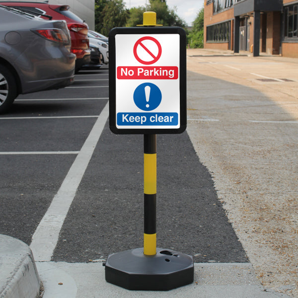 Temporary Signpost – No Parking Keep Clear – Dual Symbol – Large Icon
