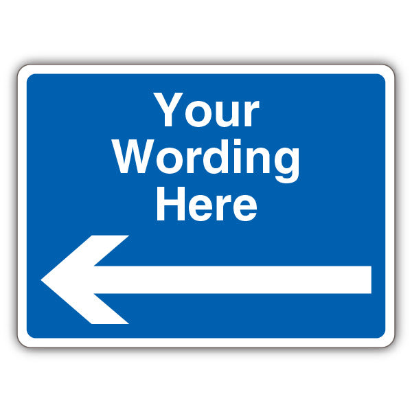 Custom Text – Blue Mandatory – Arrow Left – Landscape