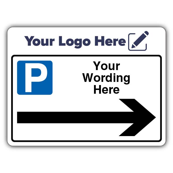 Mandatory Blue Parking – Arrow Right – Add Your Logo