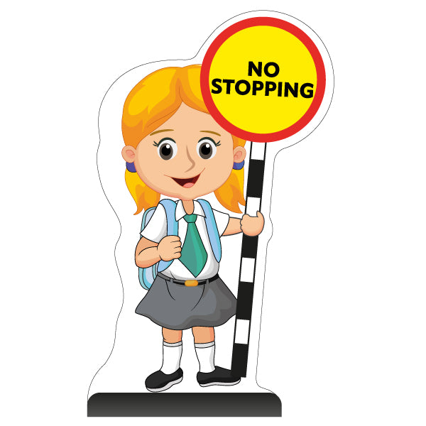 School Kid Cut Out Pavement Sign – Jess – No Stopping