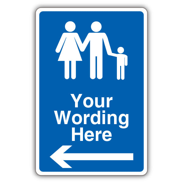 Custom – Mandatory Family Parking – Blue – Arrow Left