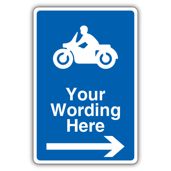 Custom – Mandatory Motorcycle Parking – Blue – Arrow Right