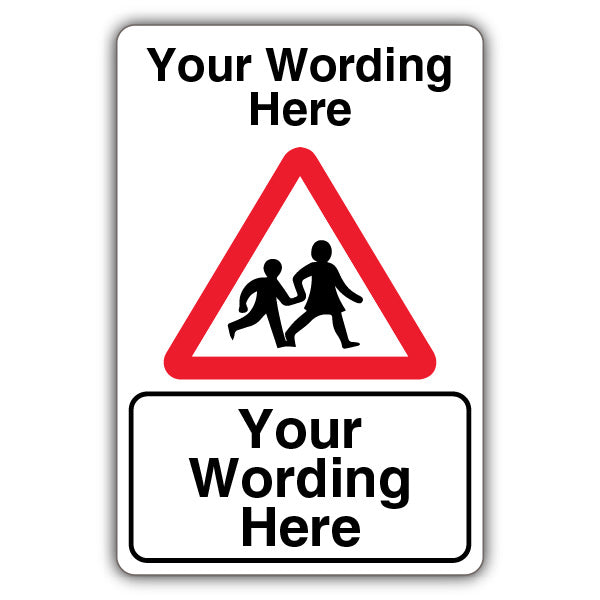 Custom Text – Children Crossing Triangle