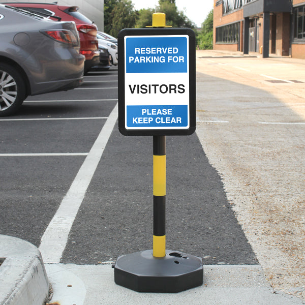 Temporary Signpost – Reserved Parking For Visitors Please Keep Clear