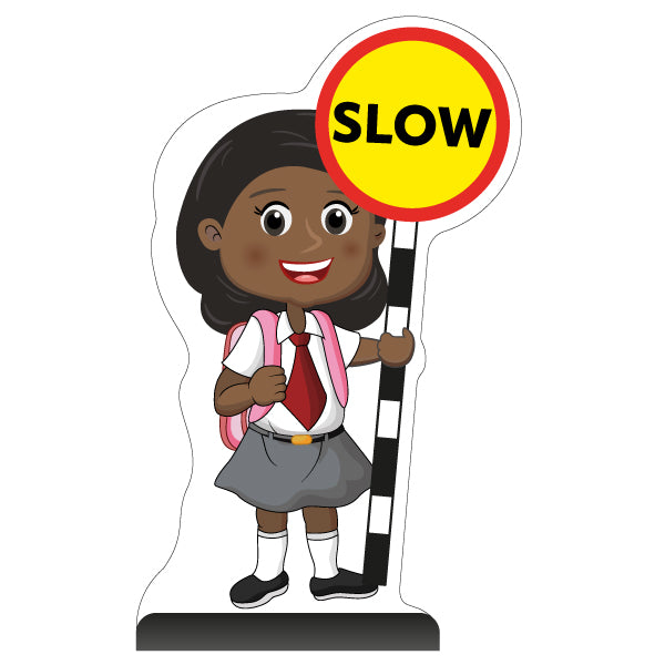 School Kid Cut Out Pavement Sign – Naomi – Slow