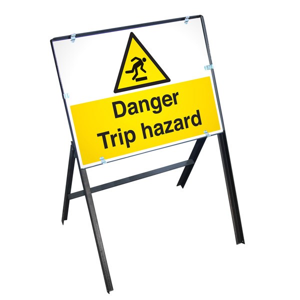 Danger Trip Hazard Sign with Stanchion Frame